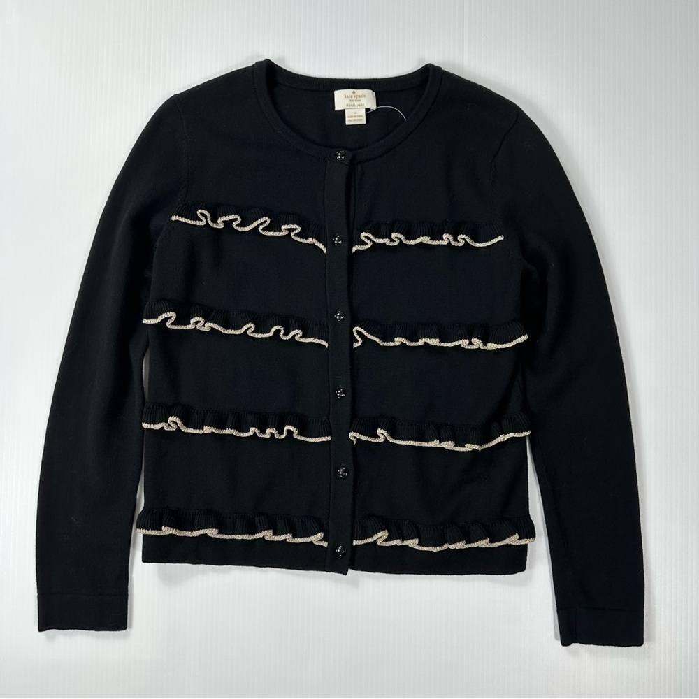 Kate Spade Girls Sz 14 Metallic Ruffle Front Cardigan NWOT